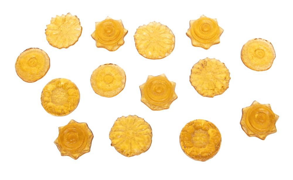 Appraisal: Fourteen Mario Villa Nicaraguan New Orleans - Amber Glass Rosettes