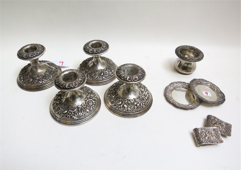 Appraisal: S KIRK SON REPOUSSE STERLING SILVER TABLEWARE nine pieces two