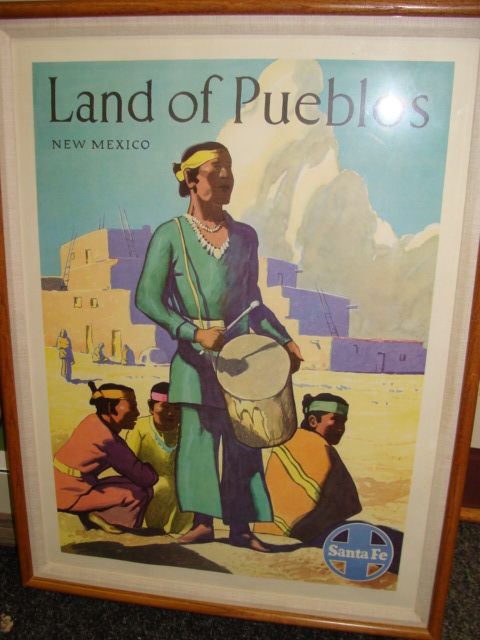 Appraisal: Framed Poster LAND OF PUEBLOS x in