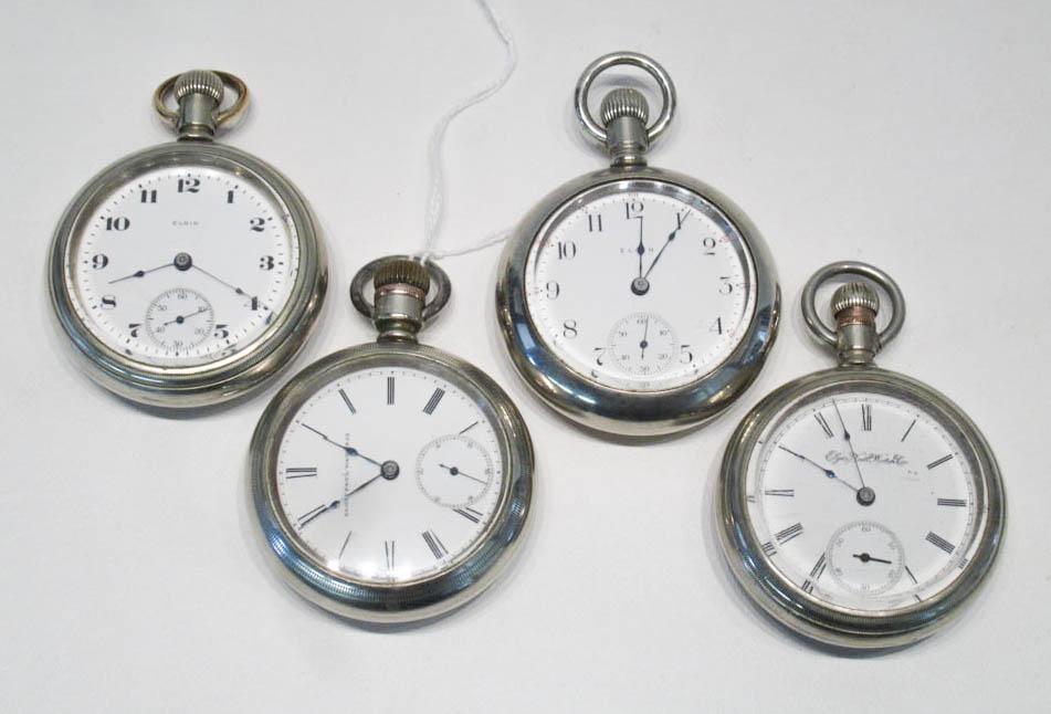 Appraisal: FOUR ELGIN OPEN FACE POCKET WATCHES model grade size s