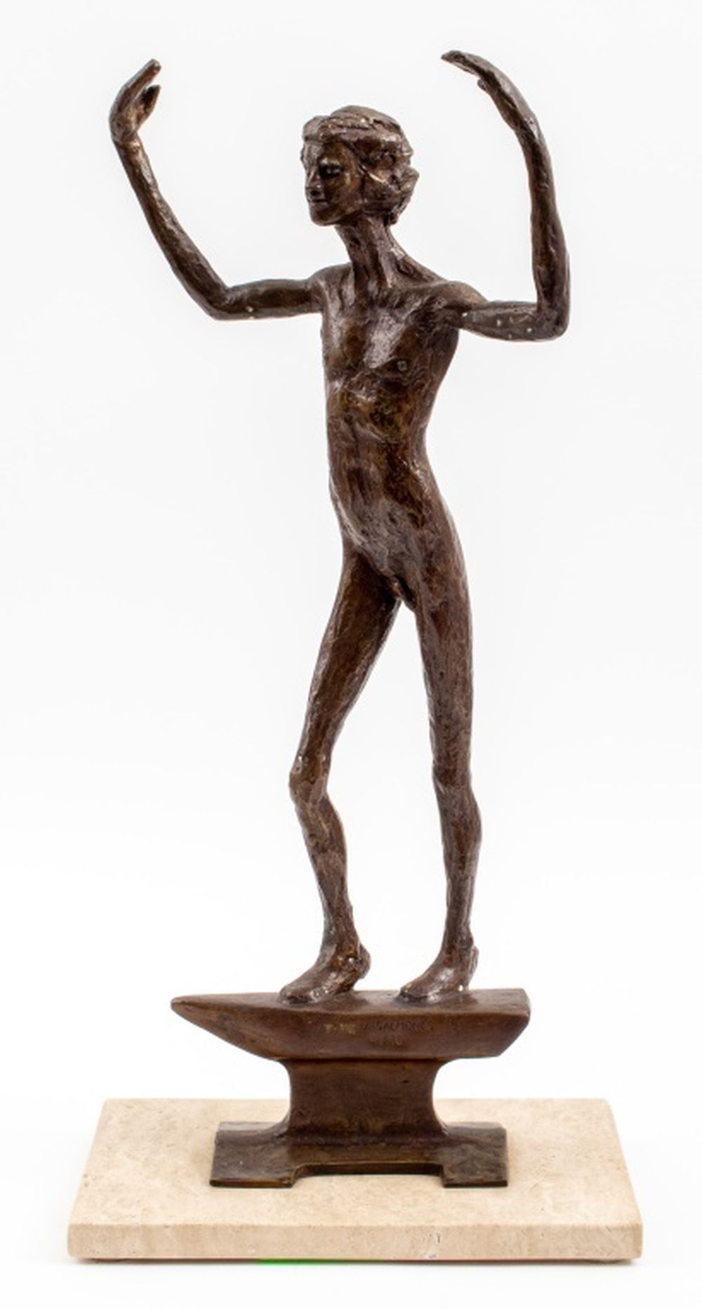 Appraisal: VICTOR SALMONES MALE NUDE BRONZE SCULPTURE Victor Salmones Mexican -