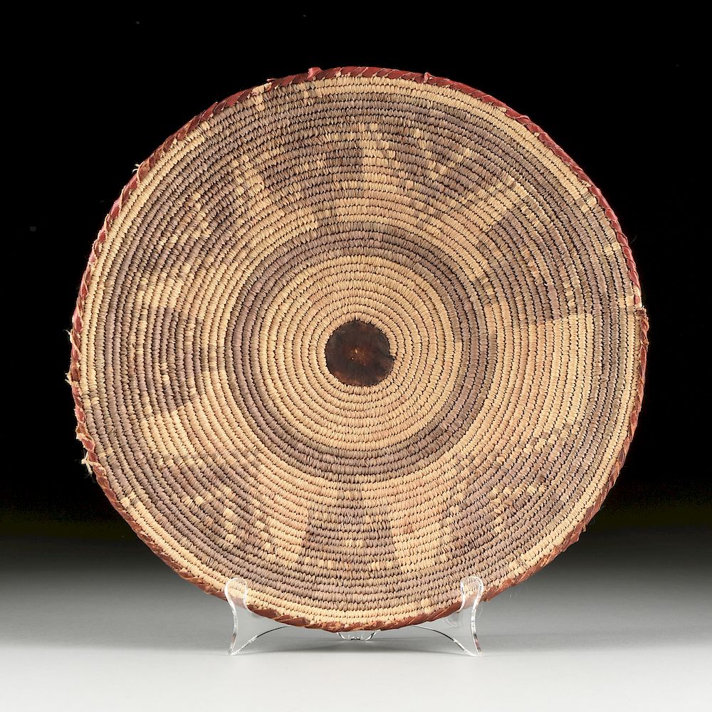 Appraisal: A NATIVE AMERICAN WOVEN CEREMONIAL BASKET EARLY MID TH CENTURY