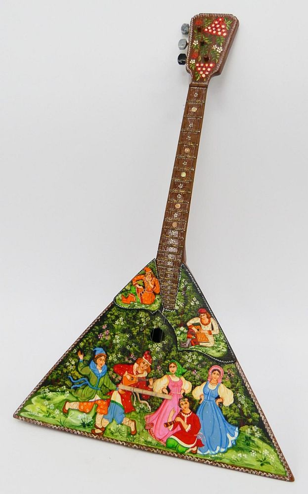 Appraisal: FINE HAND PAINTED RUSSIAN BALALAIKA FINE HAND PAINTED RUSSIAN BALALAIKA