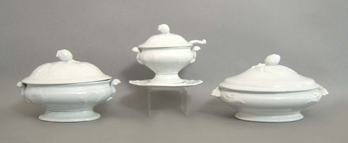 Appraisal: Three ironstone covered tureens th c to include two Clements