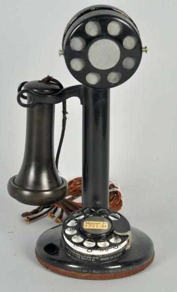 Appraisal: Western Electric Dial Candlestick Telephone Circa Black painted brass AE