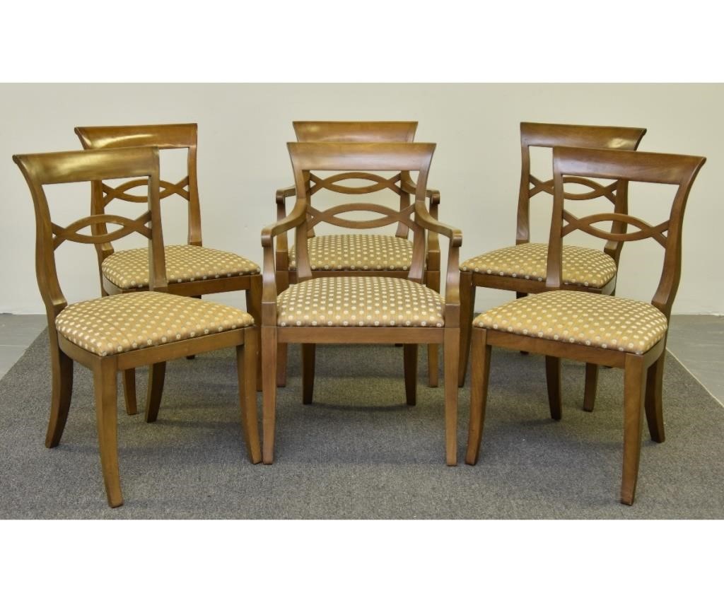 Appraisal: Set of six Baker mahogany chairs five side chairs one