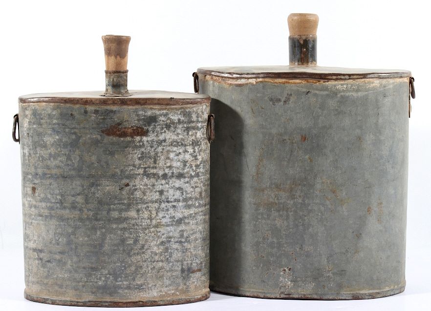 Appraisal: Civil War Era Metal Water Canteens Featured in this lot