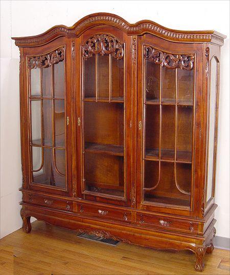 Appraisal: HONDURAN CARVED MAHOGANY ANTIQUE STYLE DISPLAY CABINET '' h x