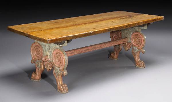 Appraisal: An Italian Baroque paint decorated and walnut table Florence th