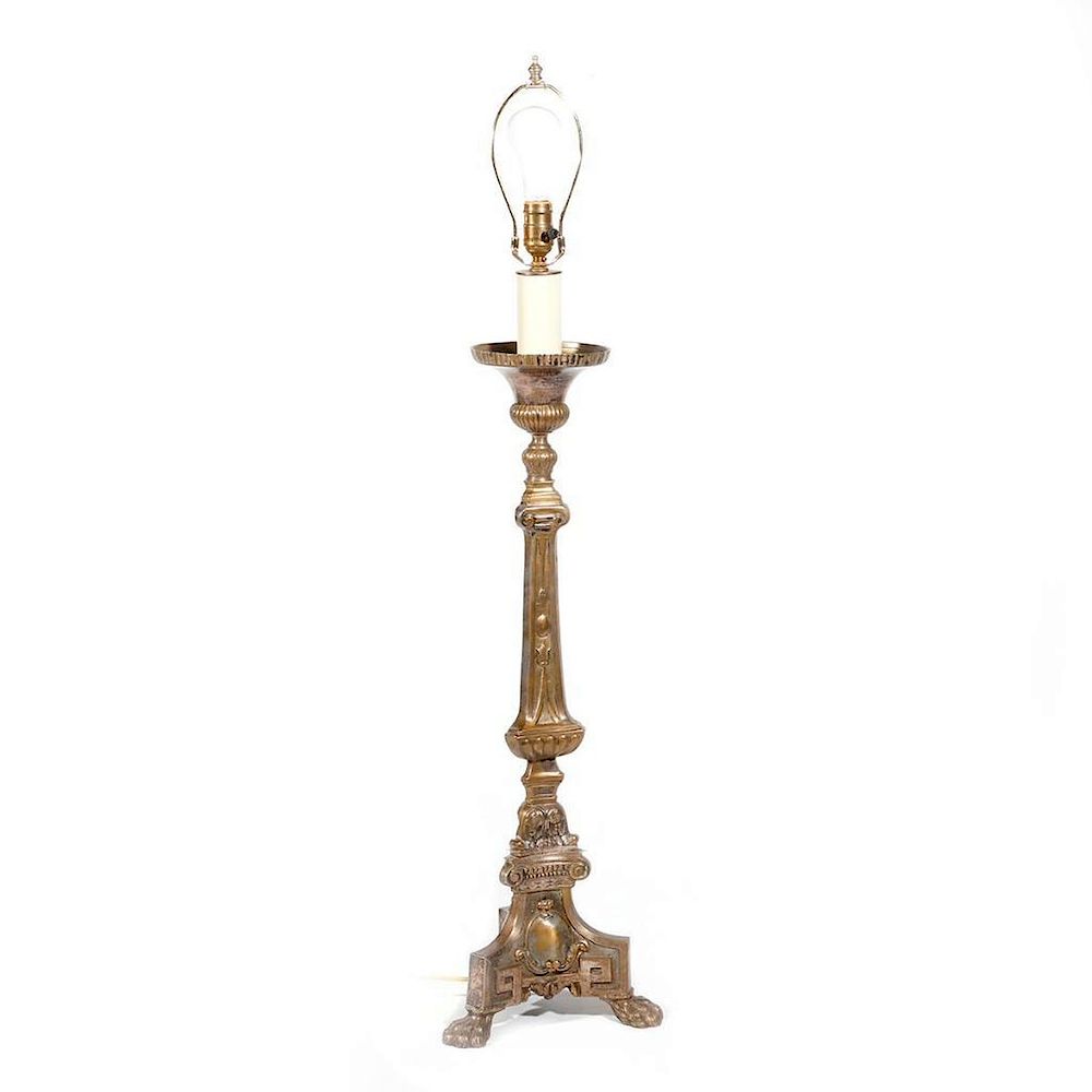 Appraisal: th century alter stick made into a lamp A th