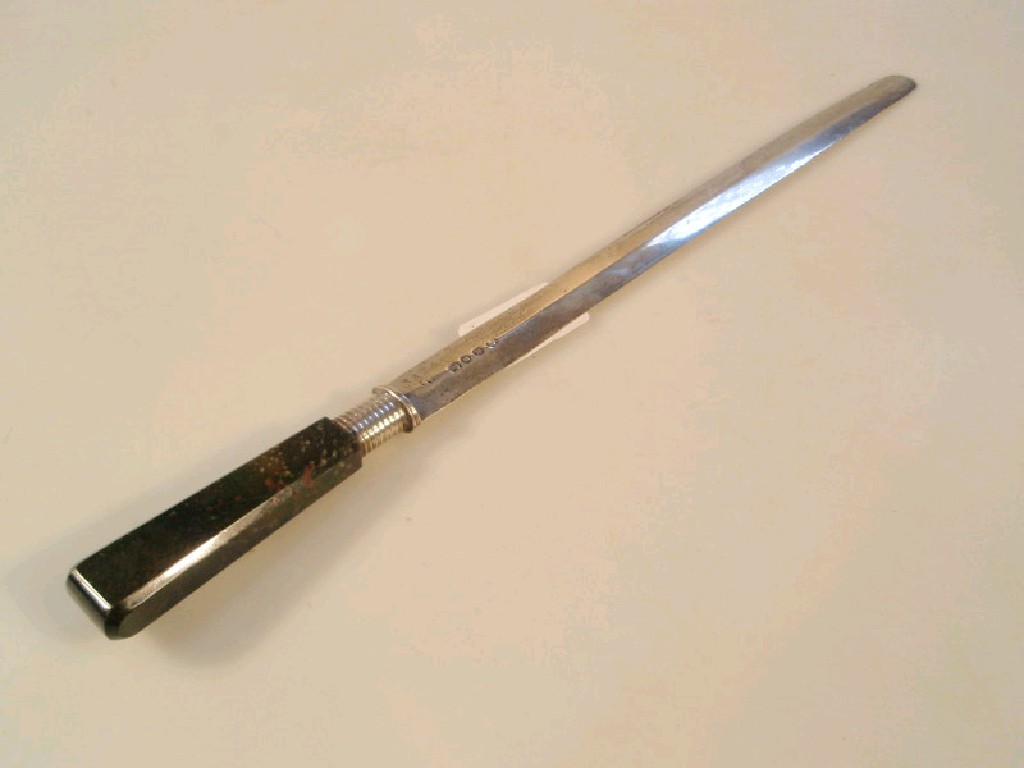 Appraisal: An early Victorian silver page turner with double edged blade