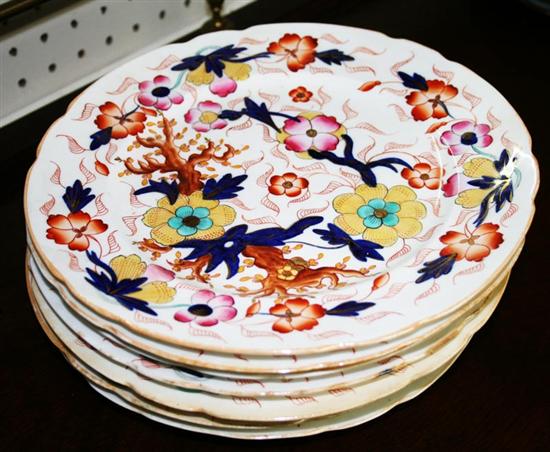 Appraisal: English porcelain dinner plates possibly Derby circa decorated in the