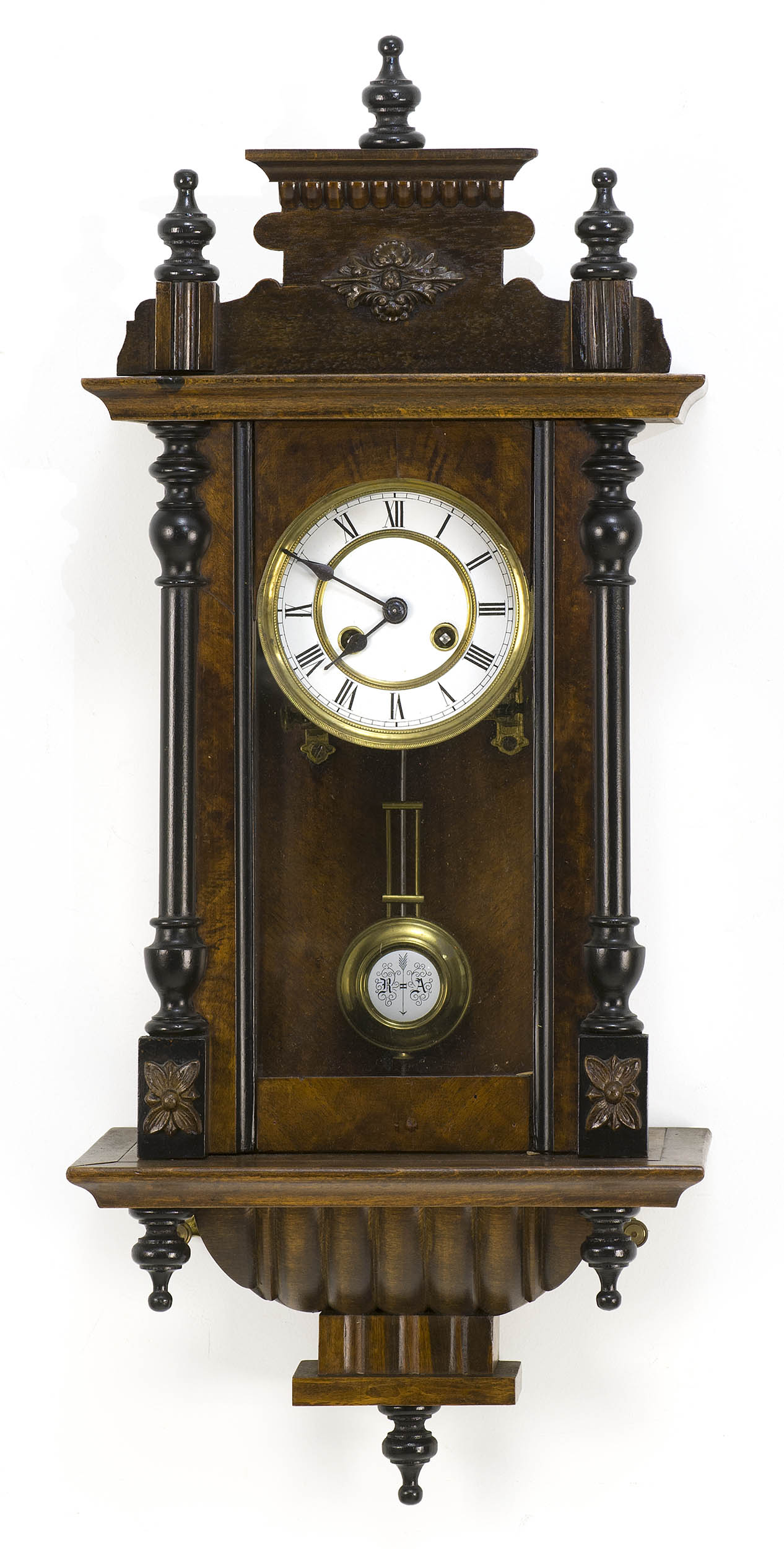 Appraisal: TH CENTURY FRENCH CASED WALL CLOCK in mahogany and mahogany