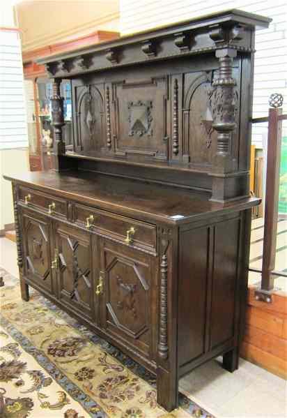 Appraisal: CAROLEAN REVIVAL DARK OAK SIDEBOARD English early th century in