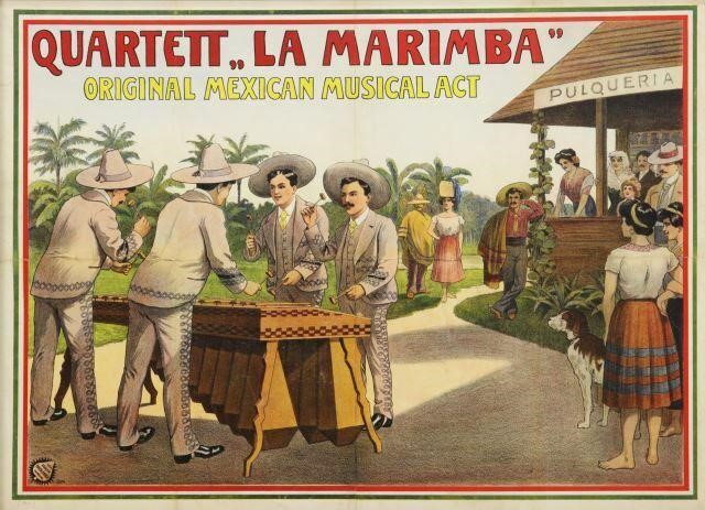 Appraisal: Framed lithograph advertising poster Quartett La Marimba Original Mexican Musical