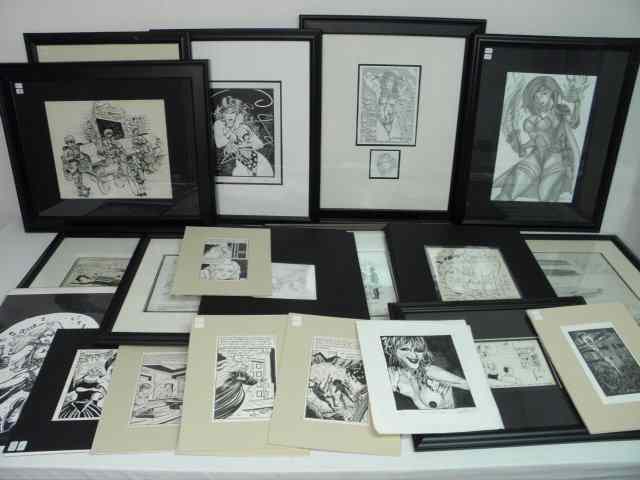 Appraisal: Collection of assorted original cartoons drawings comics and sketches Includes