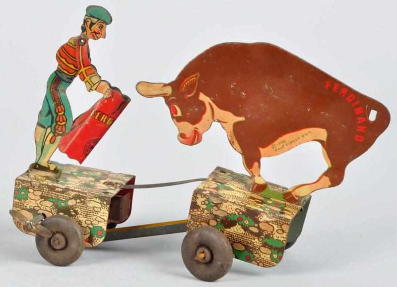 Appraisal: Tin Marx Ferdinand the Bull Matador Wind-Up Toy Description American