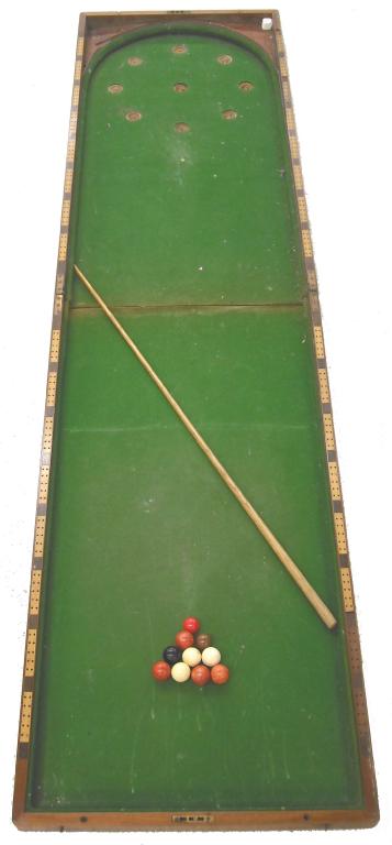 Appraisal: Victorian folding table-top billiards table within a mahogany case wide