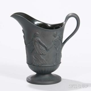 Appraisal: Wedgwood Black Basalt Helmet Creamer England late th century decorated