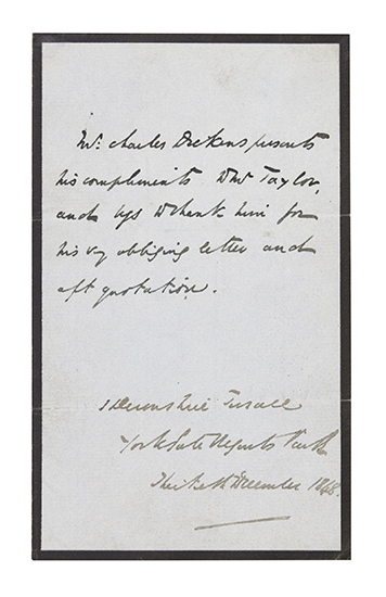 Appraisal: DICKENS CHARLES Brief Autograph Letter Signed in the third person