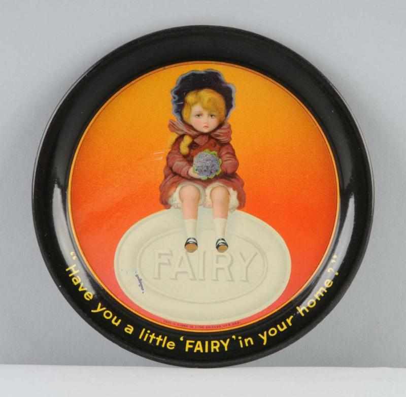 Appraisal: Tin Litho Fairy Soap Tip Tray Description Wonderful bright colors