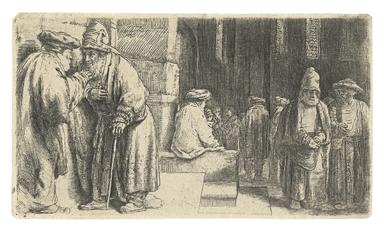 Appraisal: REMBRANDT VAN RIJN Jews in the Synagogue Etching x mm