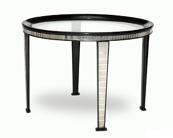 Appraisal: An Italian ebonized wood and mirror tiled low table circa