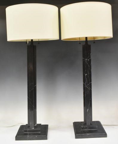 Appraisal: pair Contemporary black marble table lamps designed by Thomas O'Brien