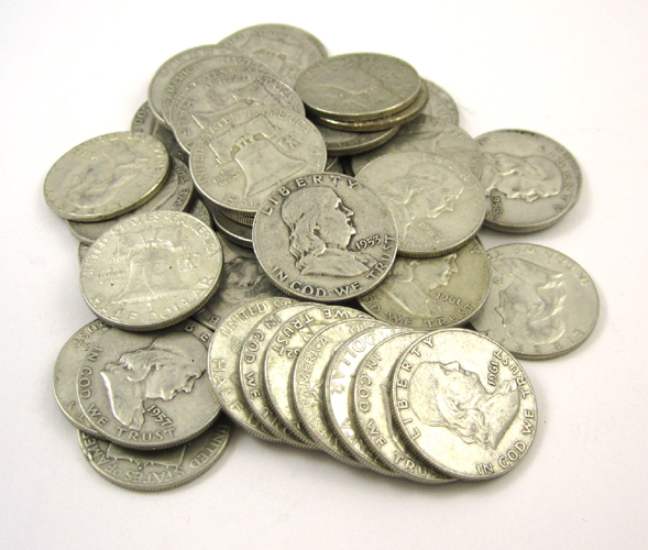 Appraisal: U S FRANKLIN SILVER HALF DOLLAR COLLECTION total coins face