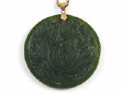 Appraisal: A carved Chinese nephrite jade pendant cm diameter with carat