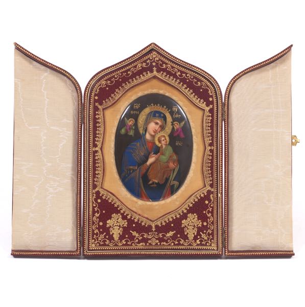 Appraisal: OUR LADY OF PERPETUAL HELP PORCELAIN HAND PAINTED PLAQUE IN