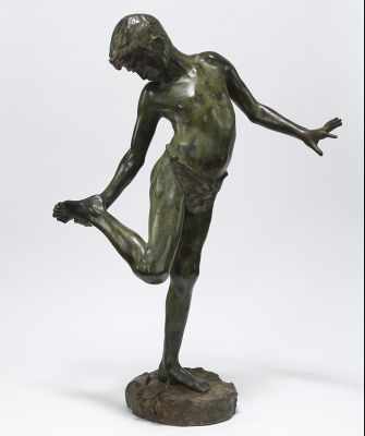 Appraisal: A Bronze Sculpture of a Boy and a Crab after