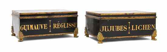 Appraisal: A Pair of French Tole Confectionary Boxes each having a