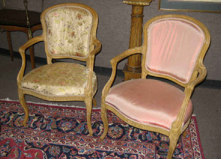 Appraisal: SET OF FOUR FRENCH LOUIS XV STYLE FAUTEUILS With concave