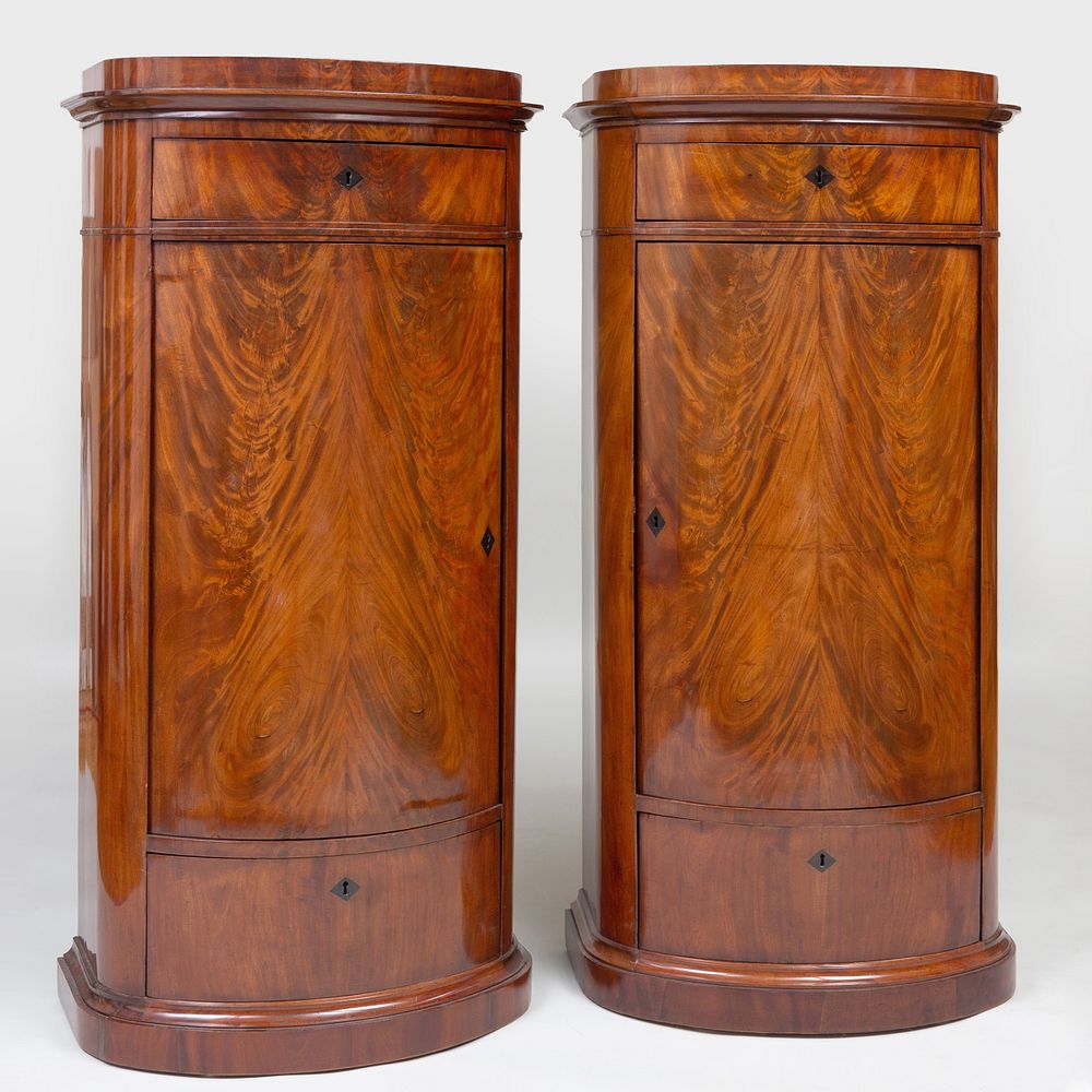 Appraisal: Pair of Danish Neoclassical Mahogany D-Shaped Pedestal Cabinets Copenhagen Each