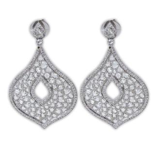 Appraisal: Carat Rose Cut Diamond and Karat White Gold Chandelier Earrings