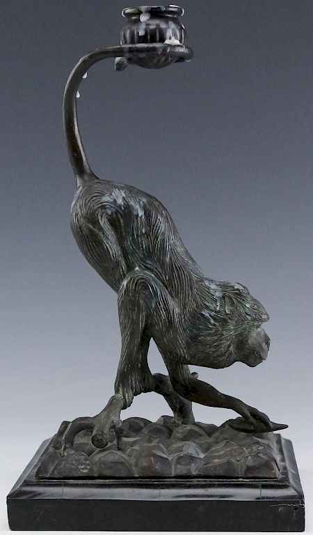 Appraisal: Louise Haerens Robelus Bronze Monkey Sculpture Louise Haerens-Robelus th Century