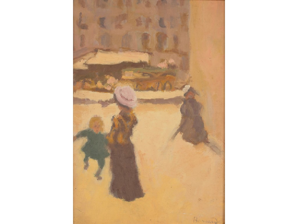 Appraisal: AFTER PIERRE BONNARD Figures in a street inscribed Bonnard oil