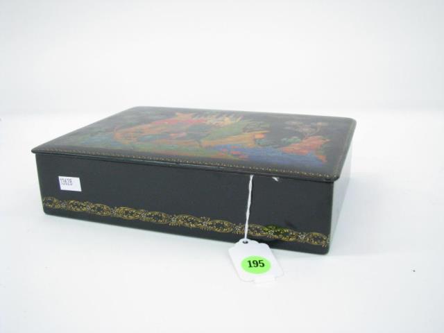 Appraisal: A Russian lacquer box signed on lid and dated depicting