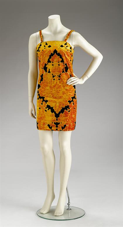 Appraisal: Rudi Gernreich tapestry mini dress s Saffron yellow and black