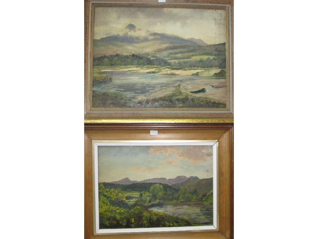 Appraisal: Two oil on canvas highland landscapes