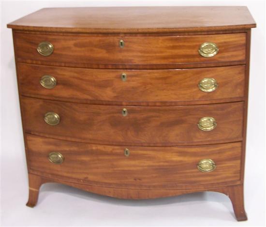 Appraisal: Federal chest c New England mahogany and mahogany veneer bow