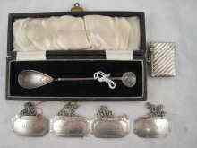 Appraisal: Mixed silver A cased Roman shape spoon with coin finial