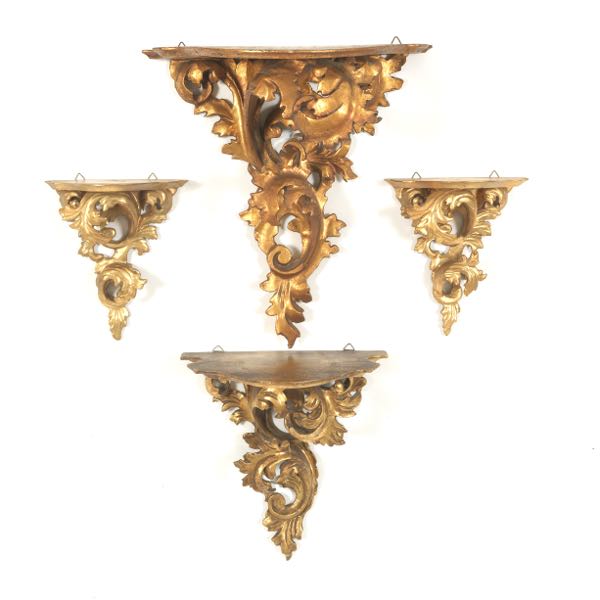 Appraisal: GROUP OF FOUR BAROQUE STYLE GILT CARVED WOOD GRADUATED SIZE