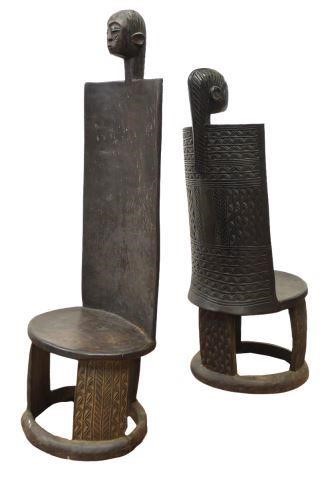 Appraisal: lot of Large tribal carved wood chairs likely Tanzania East