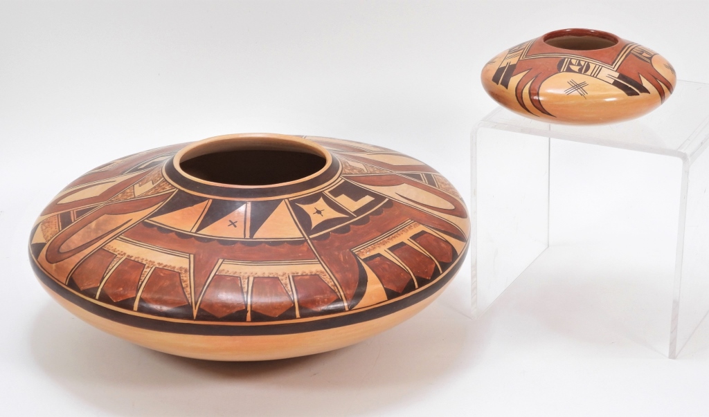 Appraisal: PC RACHEL SAHMIE NAMPEYO HOPI POTTERY VESSELS Arizona b Includes