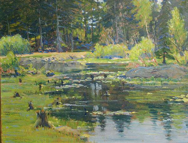 Appraisal: John Nichols Haapanen American born Silent Summer Pond signed and