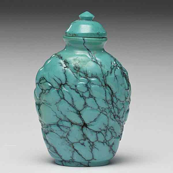 Appraisal: Turquoise Chinese Snuff Bottle Chinese A lidded turquoise snuff bottle