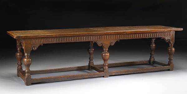 Appraisal: An Elizabethan style oak refectory table last quarter th century