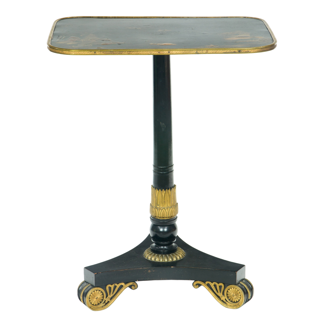 Appraisal: A REGENCY CHINOISERIE LACQUERED TABLE WITH GILT BRASS MOUNTS A